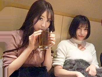 [素人]居酒屋ナンパしたＧカップ爆乳ボディのヤリマンお姉さん２人組♡ダブルパイズリ責めから逆３Ｐ泥酔ＳＥＸで獣のようにハメ狂う